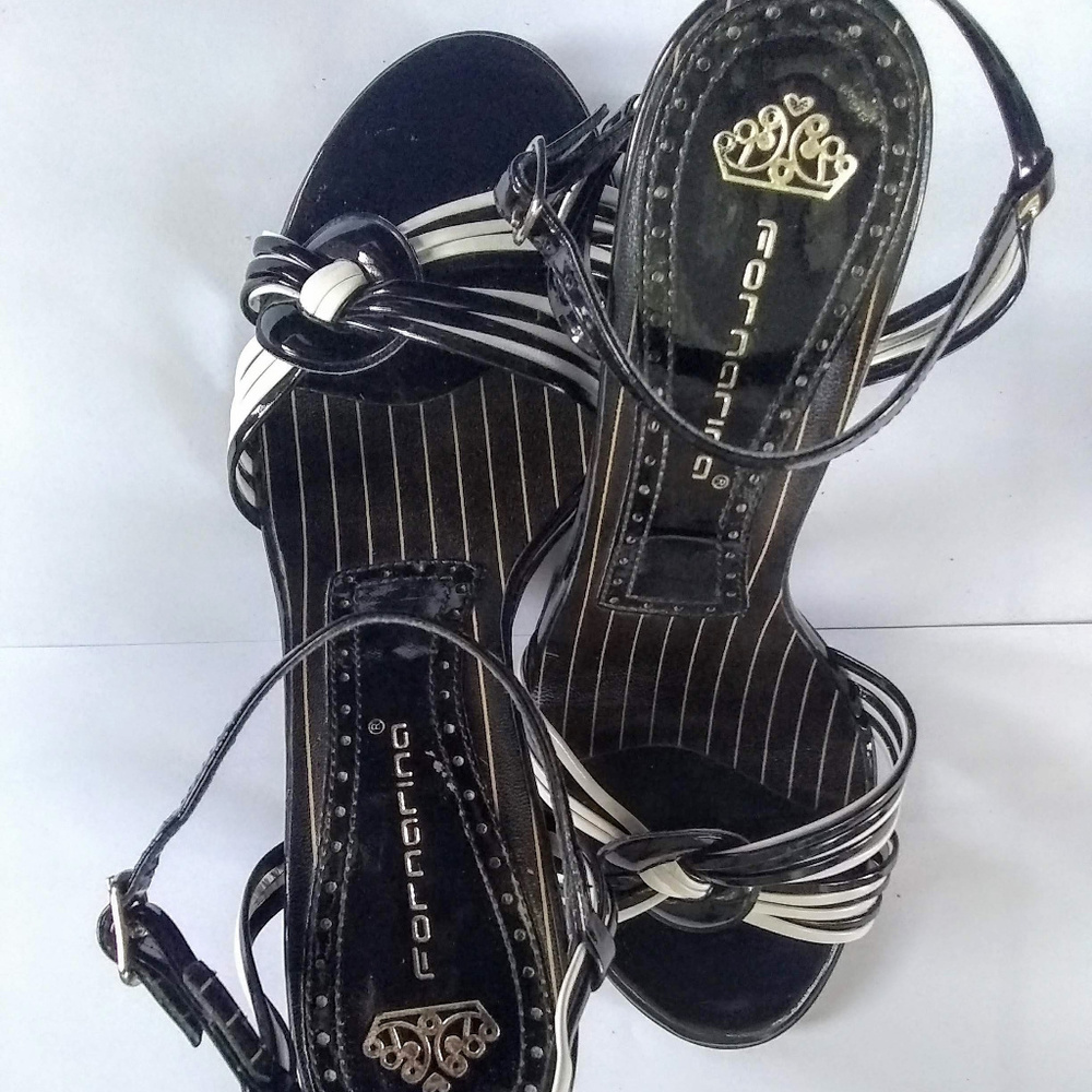 Fornarina Black and White Strappy Sandals - Picture 6 of 6